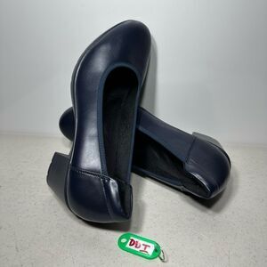 Dream Paris Edena Chunky Low Block Heel Pumps in Navy, Size 11